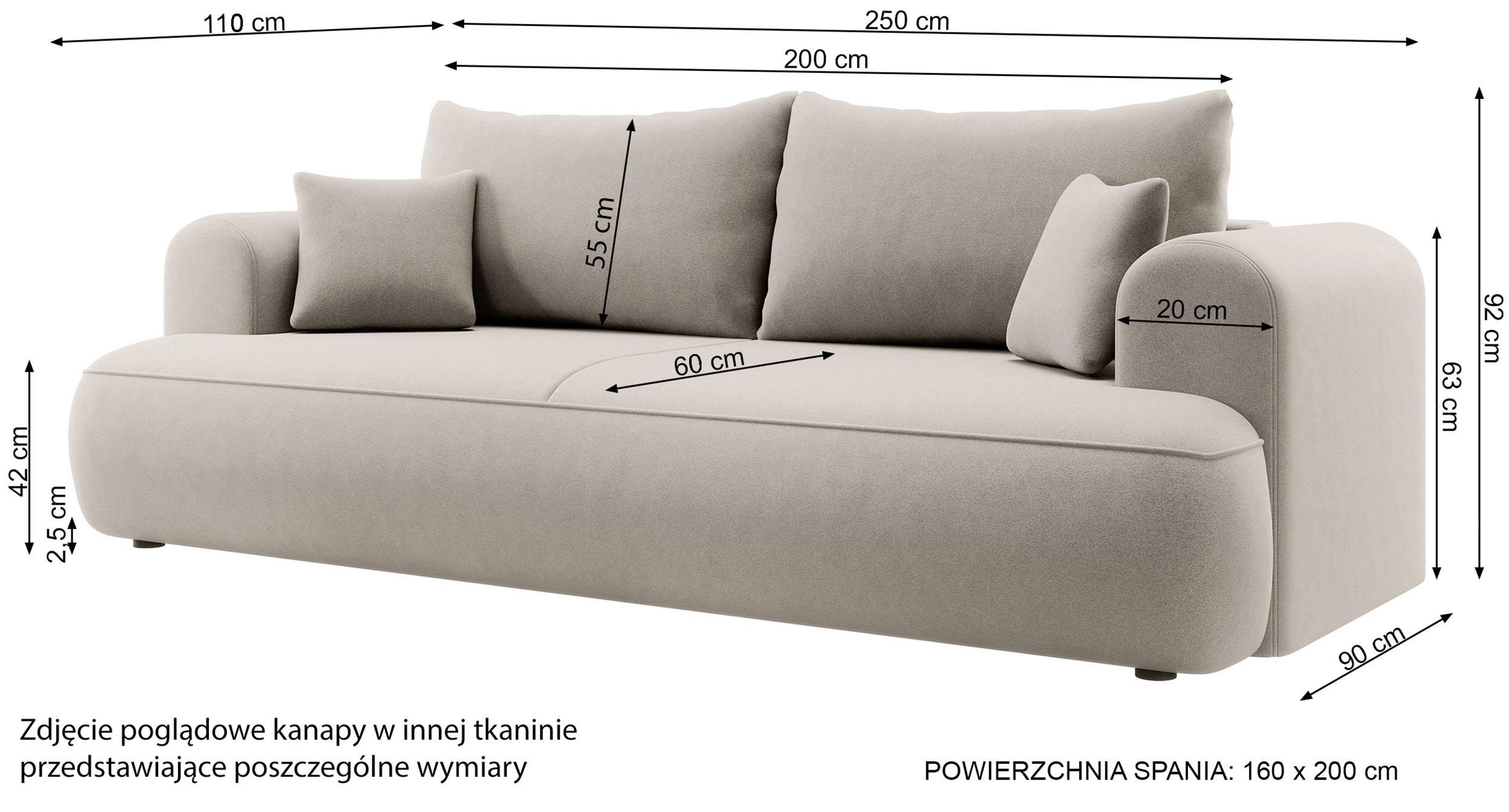 Dreisitziges ausklappbares Sofa Ovo mit Stauraum, grauer Bouclé-Stoff