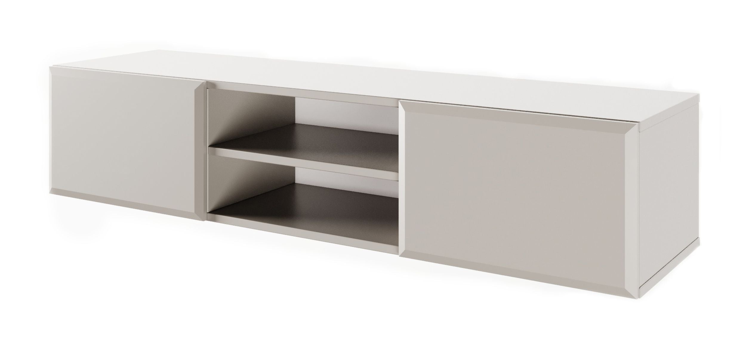 Hängender TV-Schrank Chocolated mit zwei Türen und Nische, 137 cm, sandbeige