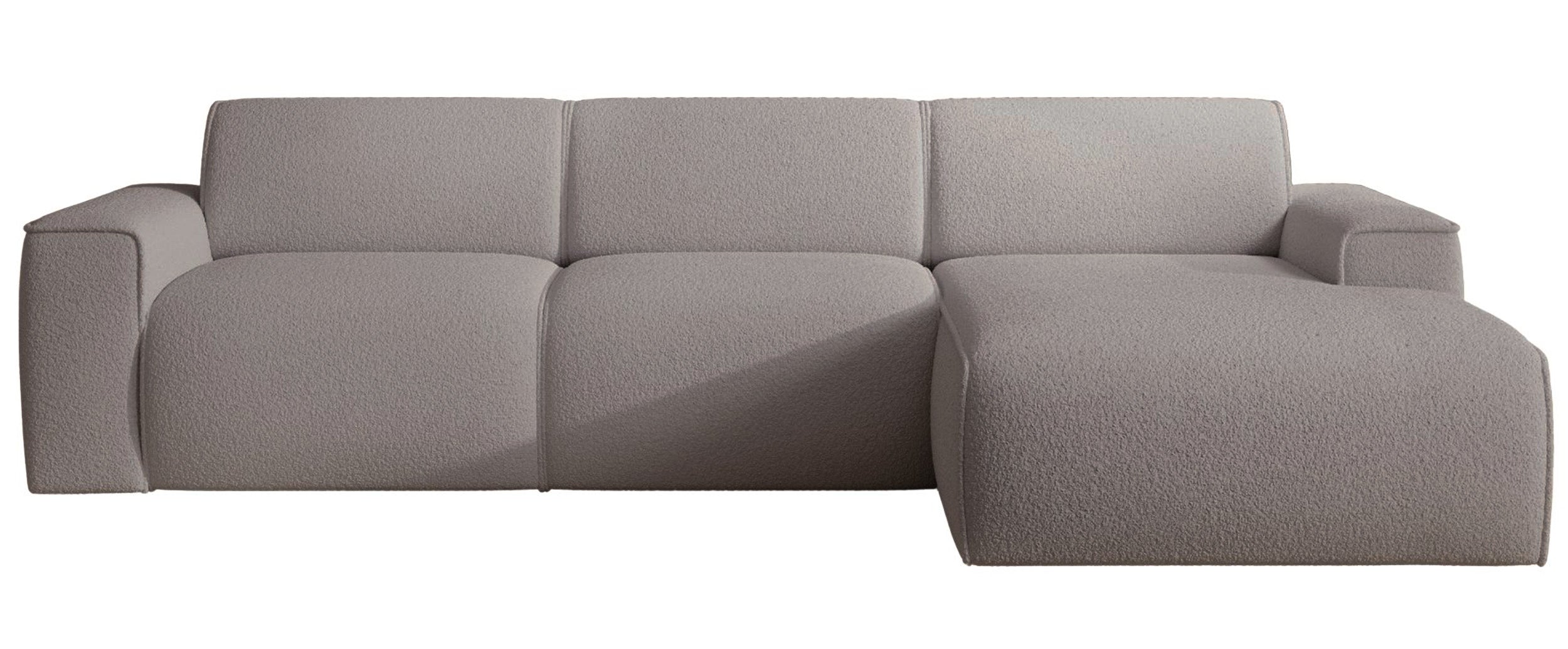 Ecksofa Bouvi L-förmig rechtsseitig, grau-braunes Bouclé