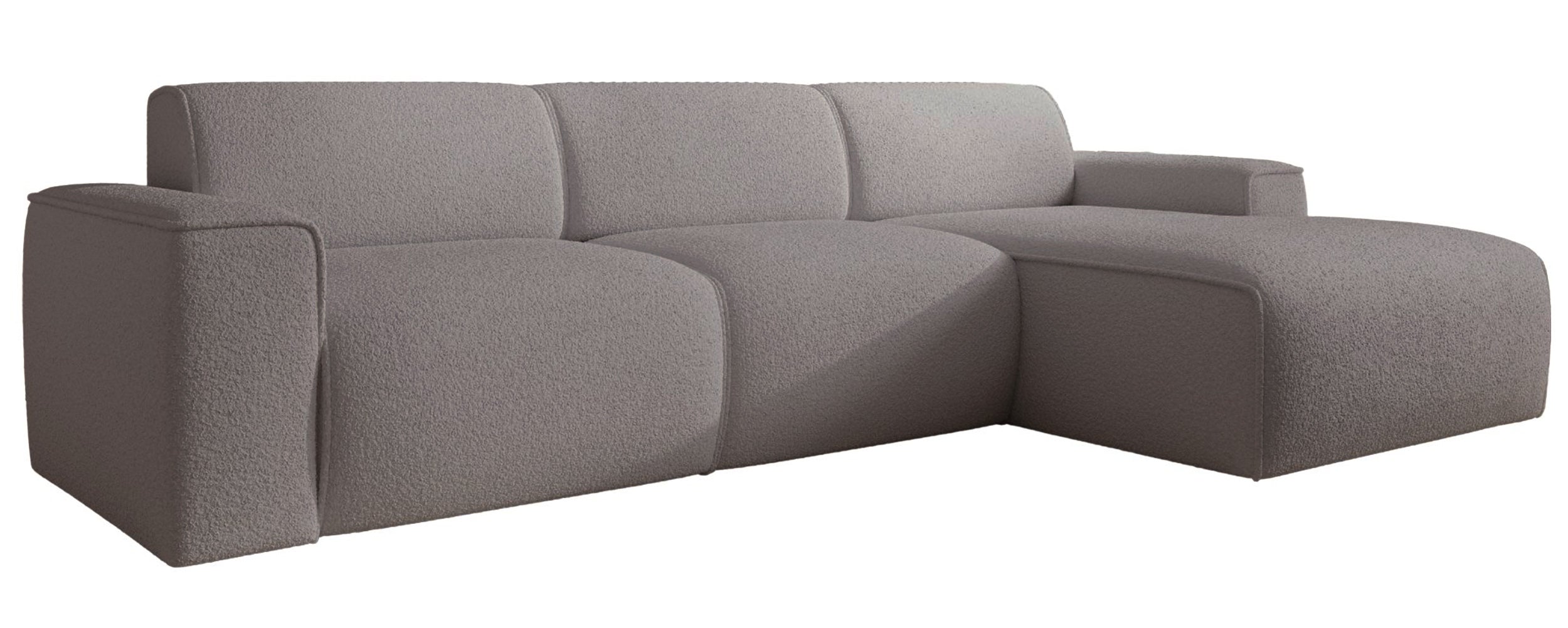 Ecksofa Bouvi L-förmig rechtsseitig, grau-braunes Bouclé