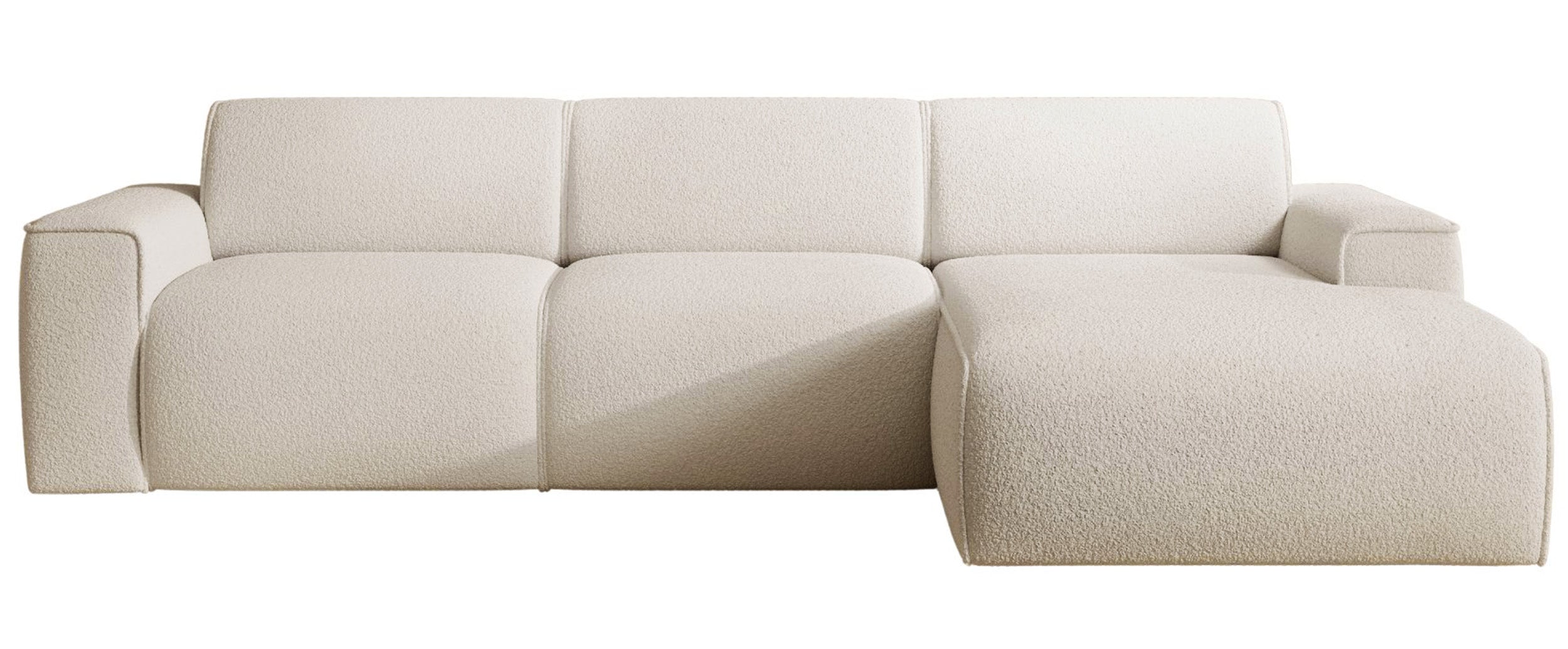 Ecksofa Bouvi L-förmig, rechtsseitig, cremefarben, Bouclé