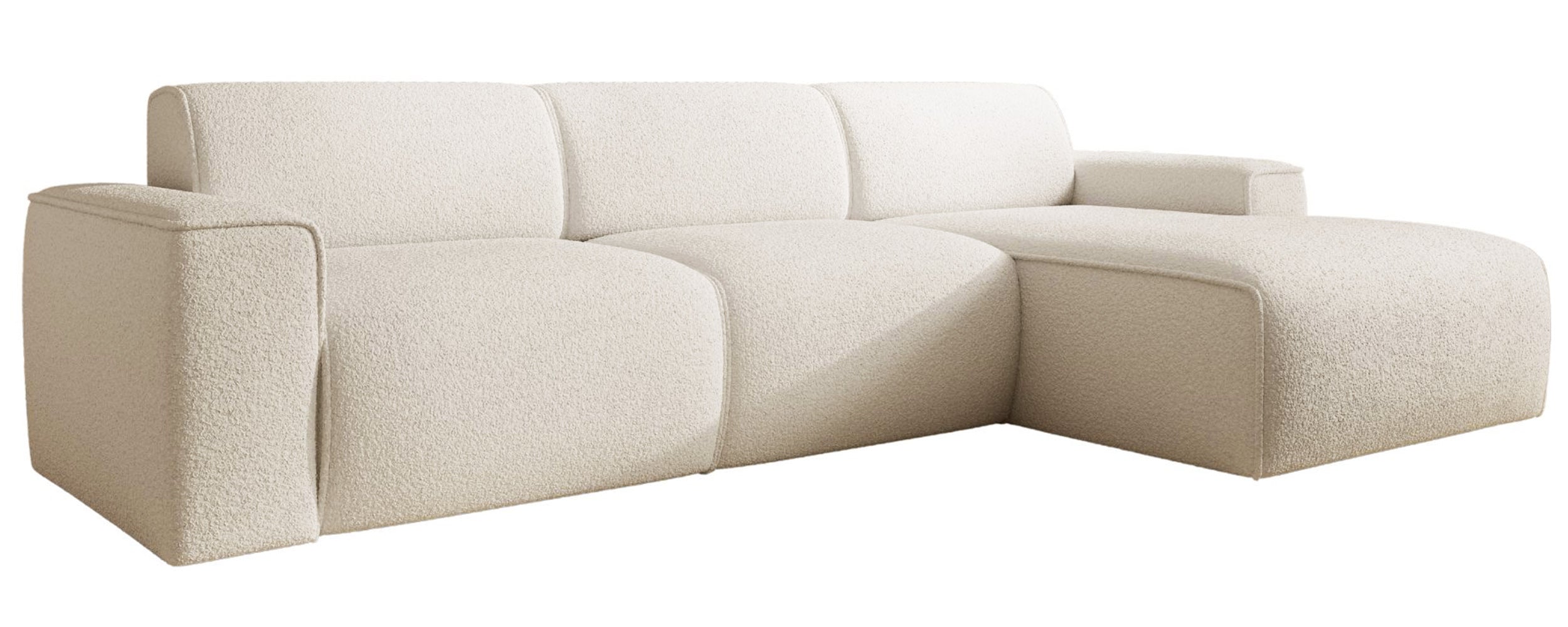 Ecksofa Bouvi L-förmig, rechtsseitig, cremefarben, Bouclé