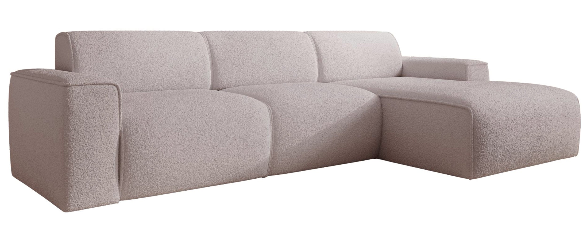 Ecksofa Bouvi L-förmig, rechtsseitig, beige Bouclé