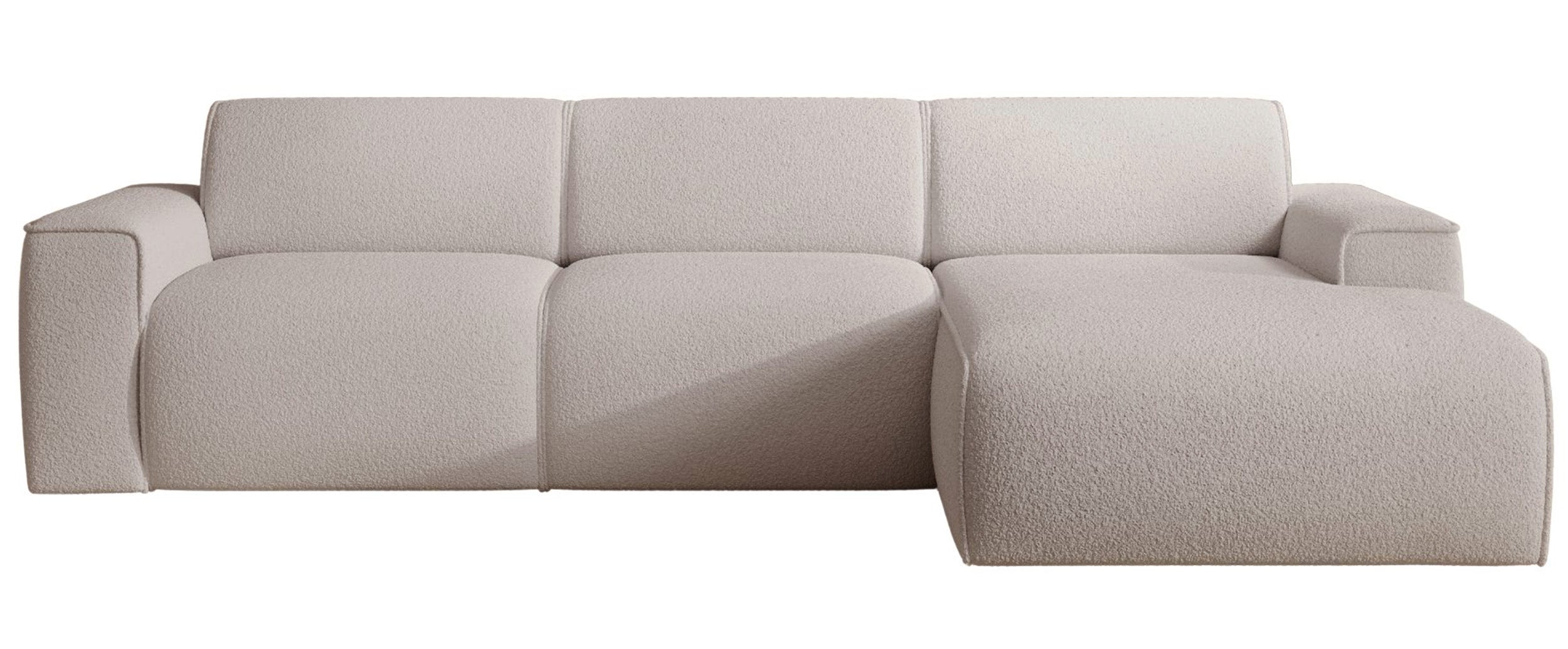 Ecksofa Bouvi, L-Form, rechtsseitig, hellbeige Bouclé