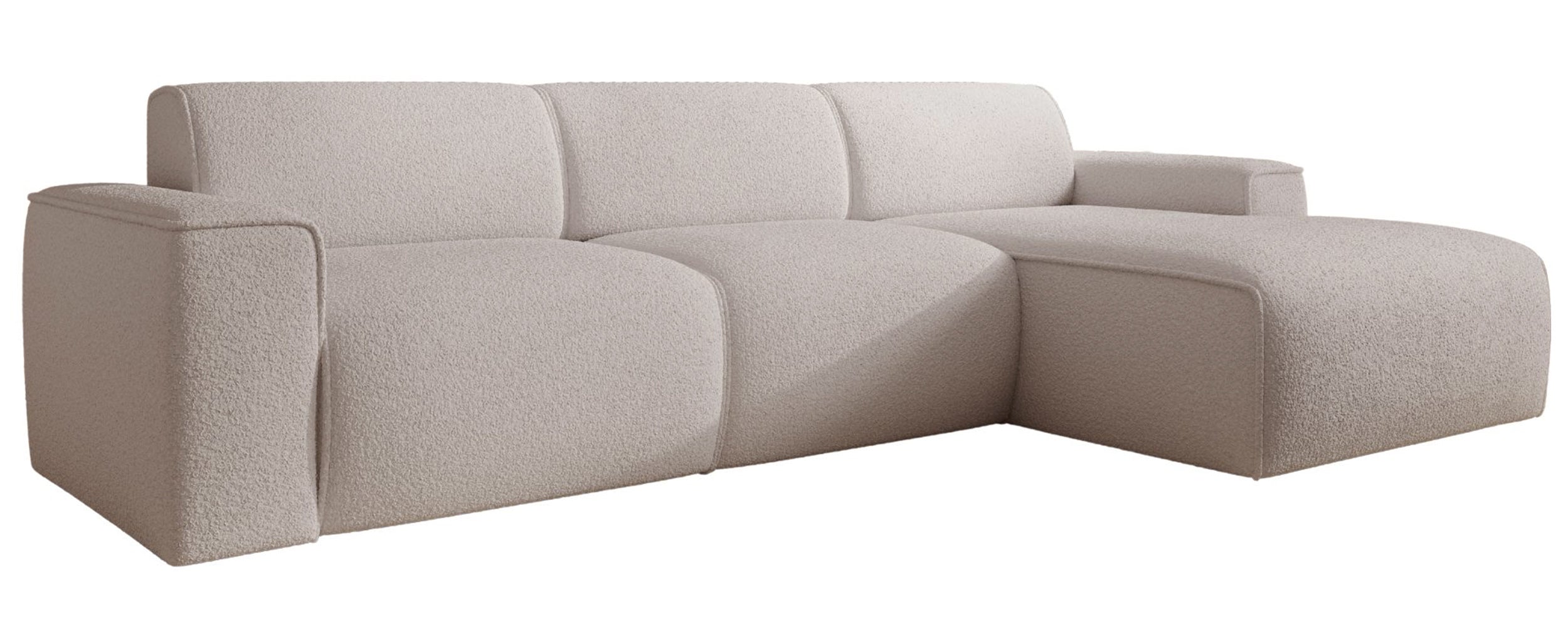 Ecksofa Bouvi, L-Form, rechtsseitig, hellbeige Bouclé