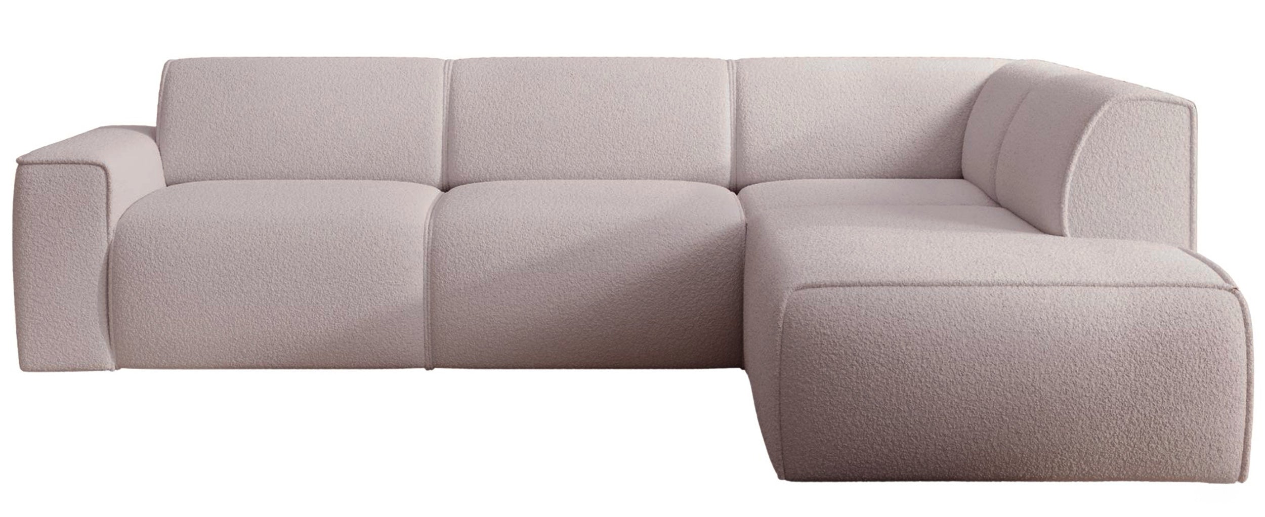 Ecksofa Bouvi L-förmig mit rechter Armlehne, beige Bouclé