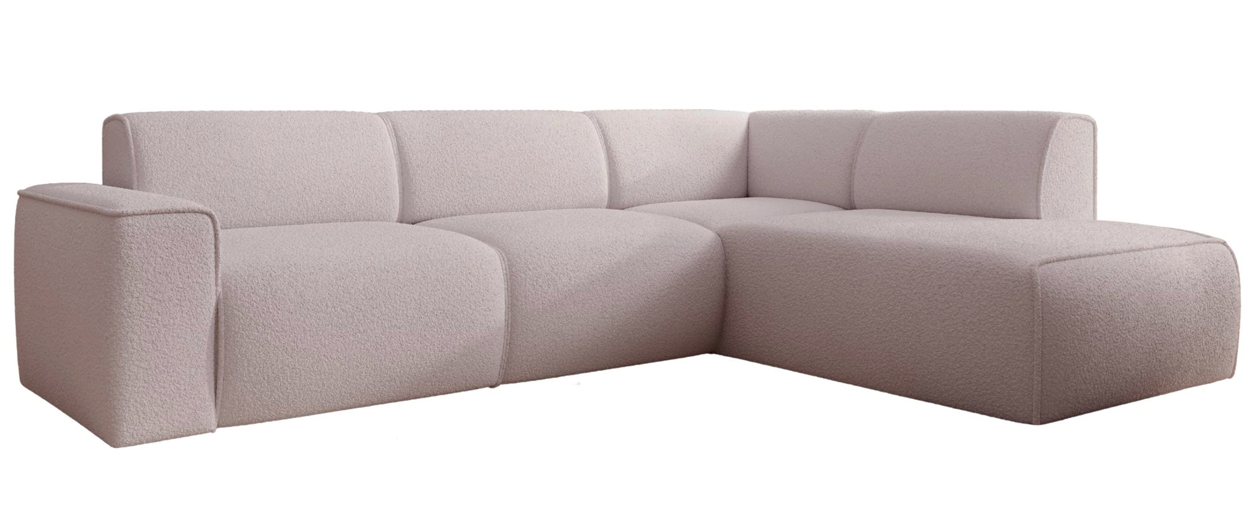 Ecksofa Bouvi L-förmig mit rechter Armlehne, beige Bouclé