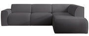 Ecksofa Bouvi L-förmig mit rechter Armlehne, dunkelgrauer Bouclé-Stoff