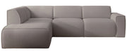 Ecksofa Bouvi L-förmig mit linker Armlehne, grau-brauner Bouclé-Stoff