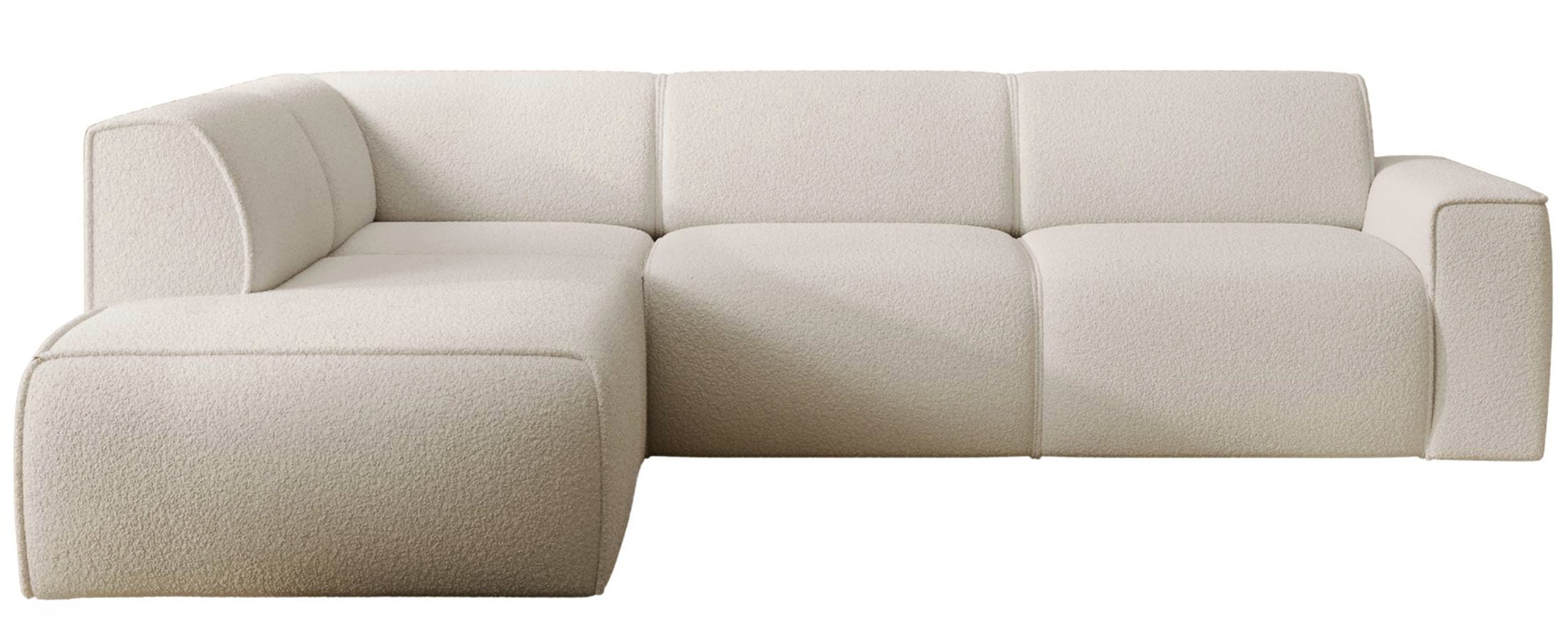 Ecksofa Bouvi L-förmig mit linker Armlehne, cremefarbenes Bouclé