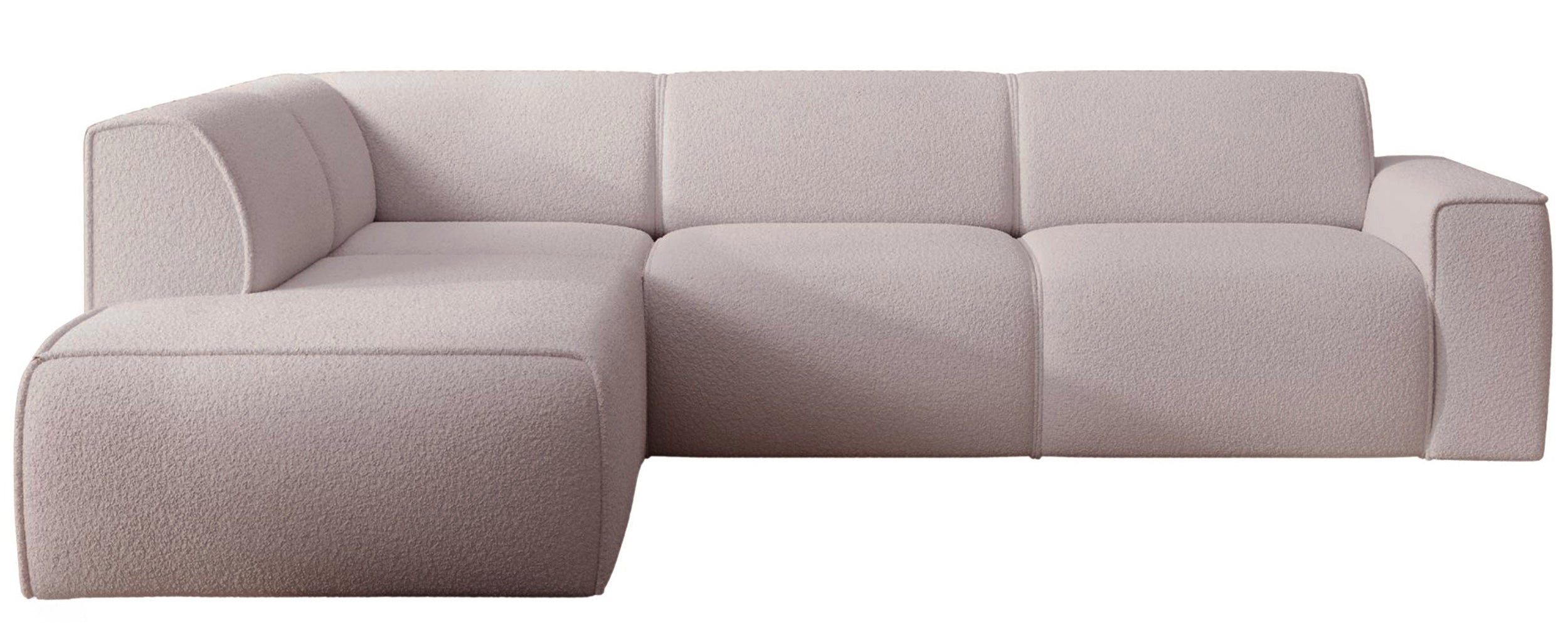 Ecksofa Bouvi L-förmig mit linker Armlehne, beige Bouclé