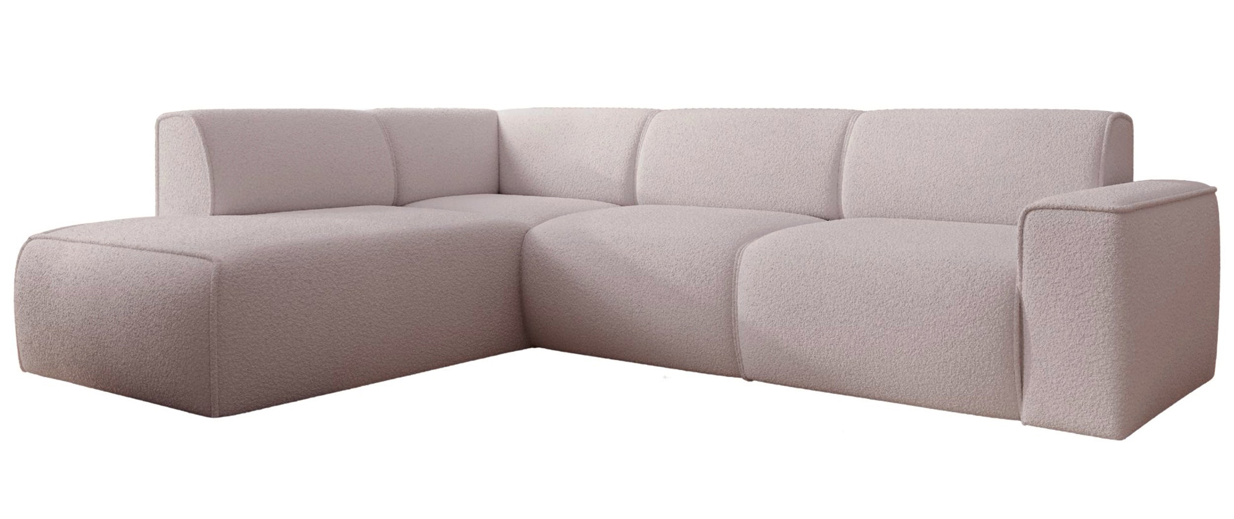Ecksofa Bouvi L-förmig mit linker Armlehne, beige Bouclé