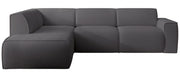 Ecksofa Bouvi L-förmig mit linker Armlehne, dunkelgrauer Bouclé-Stoff