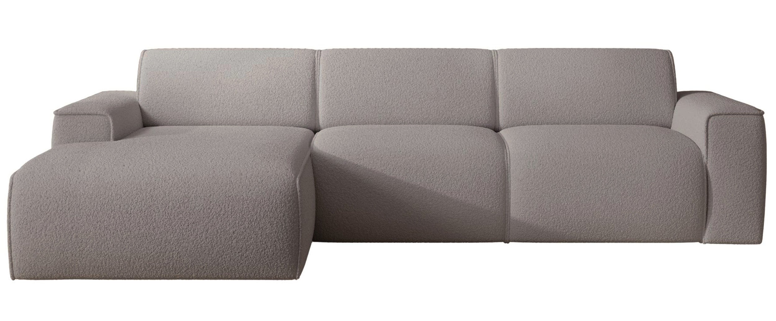 Ecksofa Bouvi L-förmig linksseitig grau-braun Bouclé