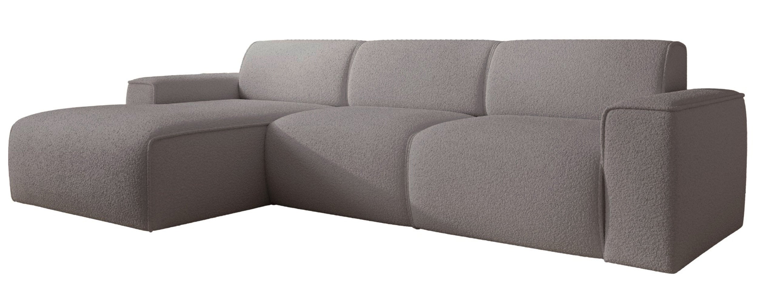 Ecksofa Bouvi L-förmig linksseitig grau-braun Bouclé