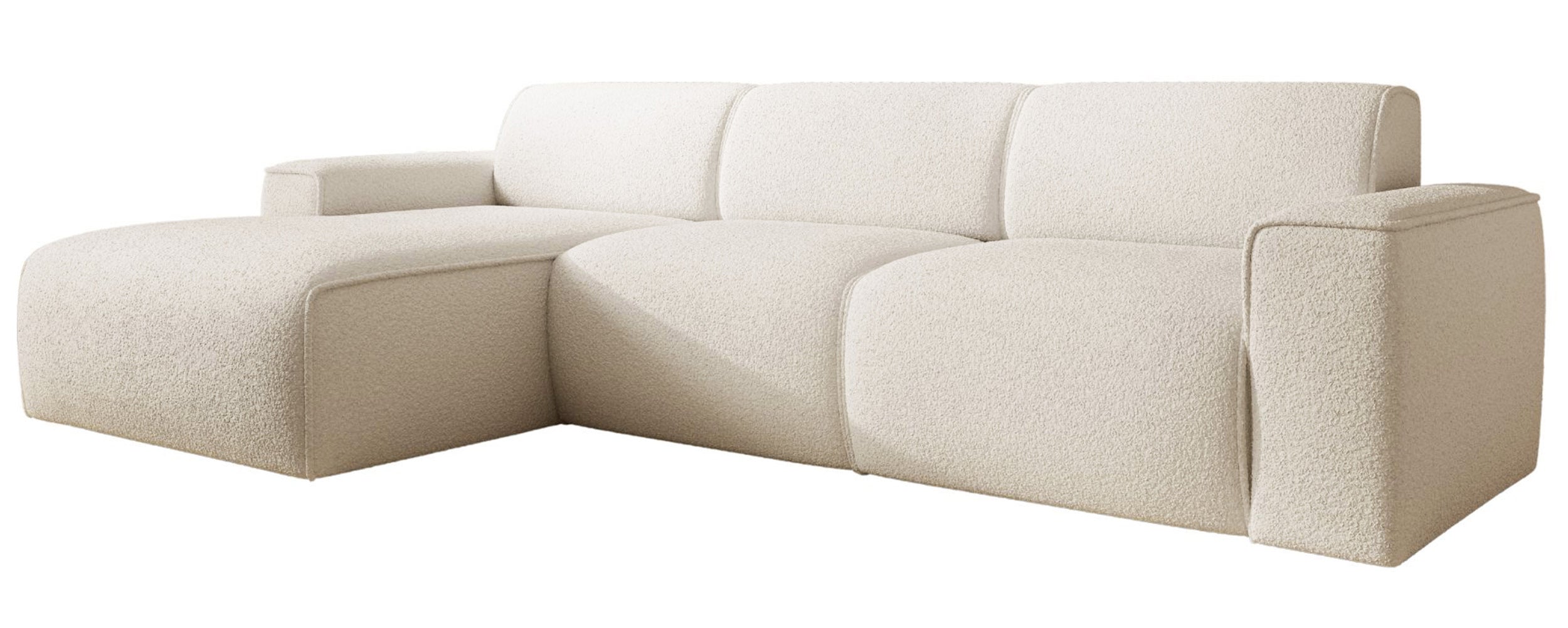 Ecksofa Bouvi L-förmig links kremfarben Bouclé