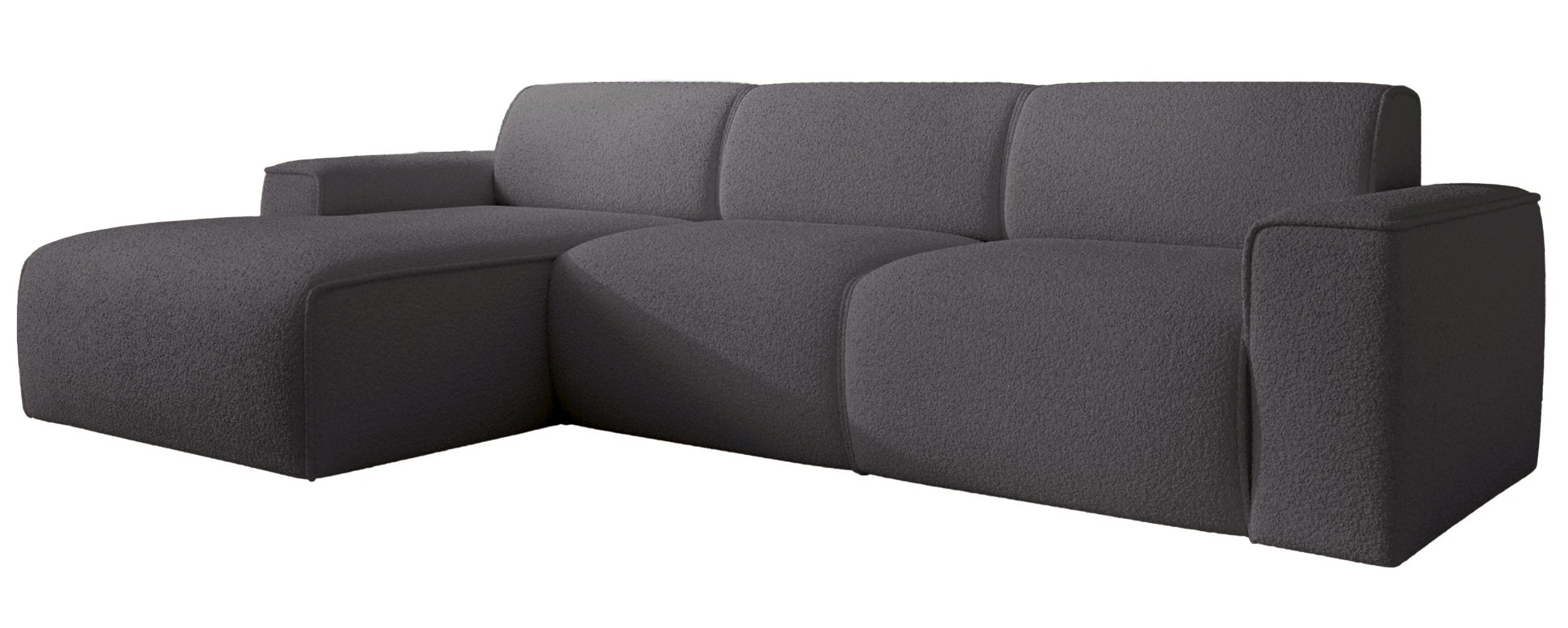 Ecksofa Bouvi L-förmig linksseitig dunkelgrauer Bouclé