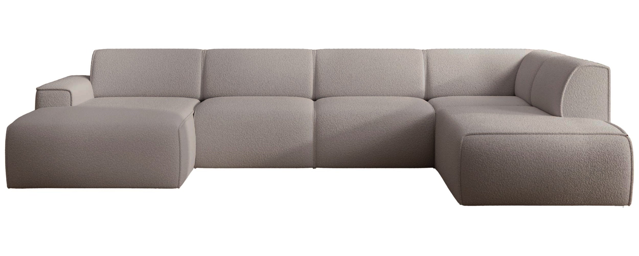 Ecksofa Bouvi U-förmig, rechtsseitig, grau-braun Bouclé