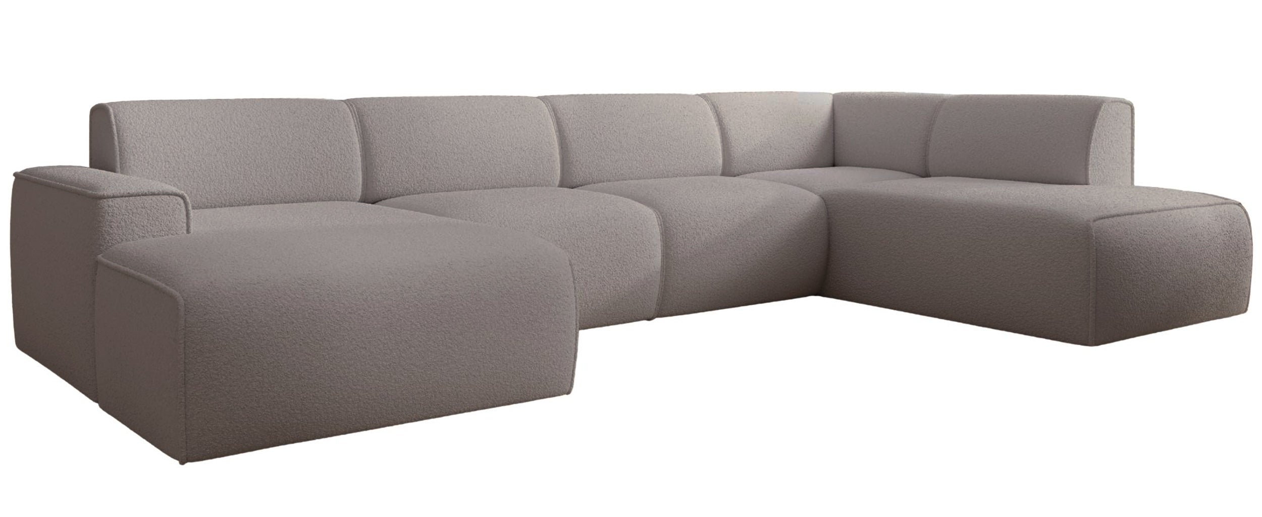 Ecksofa Bouvi U-förmig, rechtsseitig, grau-braun Bouclé