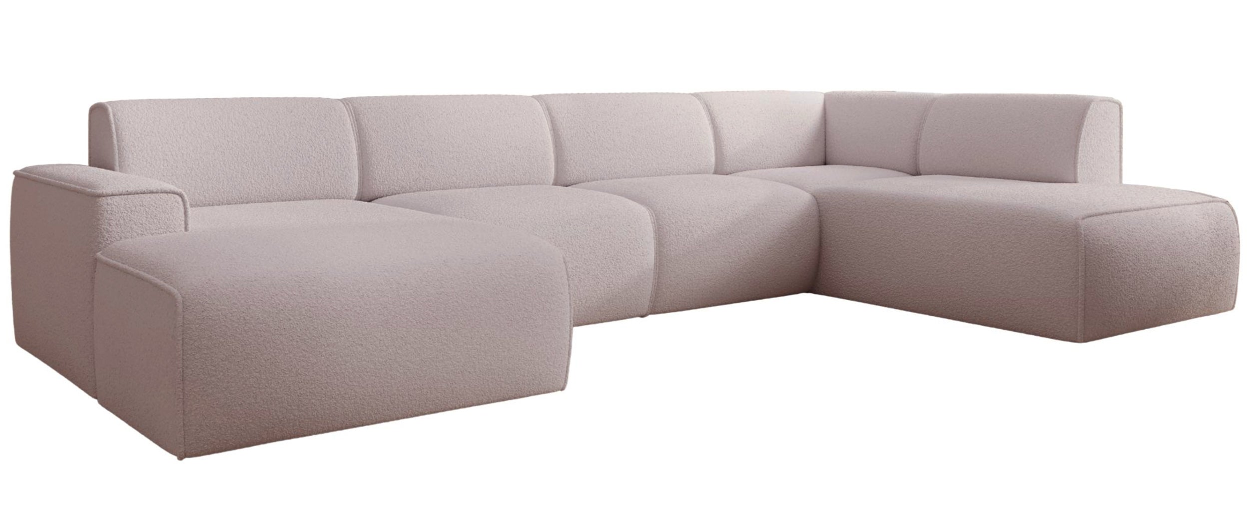 Ecksofa Bouvi U-förmig, rechtsseitig, beige Bouclé
