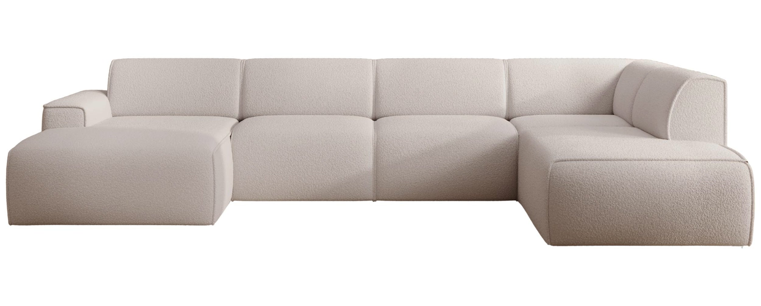 Ecksofa Bouvi U-förmig rechtsseitig hellbeige Bouclé
