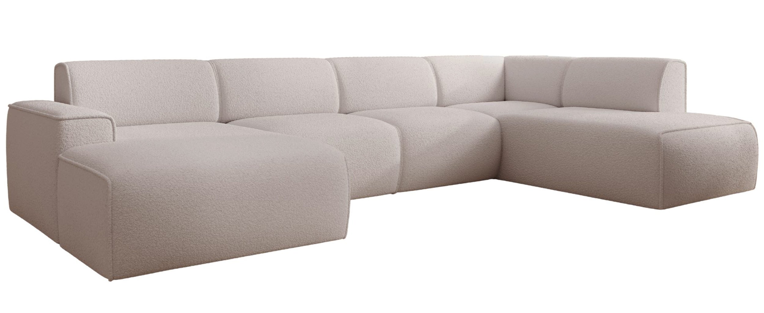 Ecksofa Bouvi U-förmig rechtsseitig hellbeige Bouclé