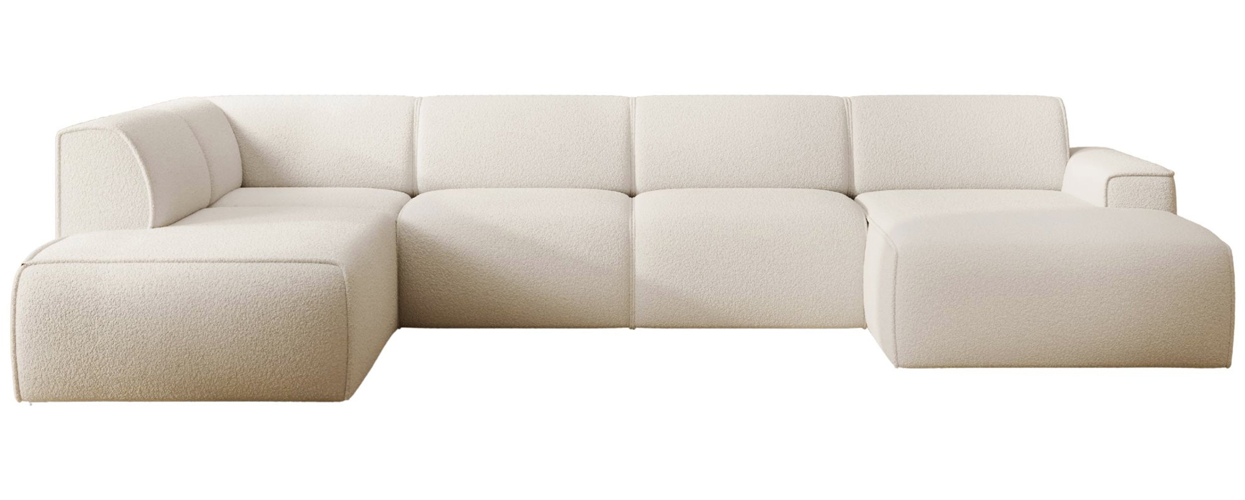 Ecksofa Bouvi U-förmig linksseitig cremefarben Bouclé