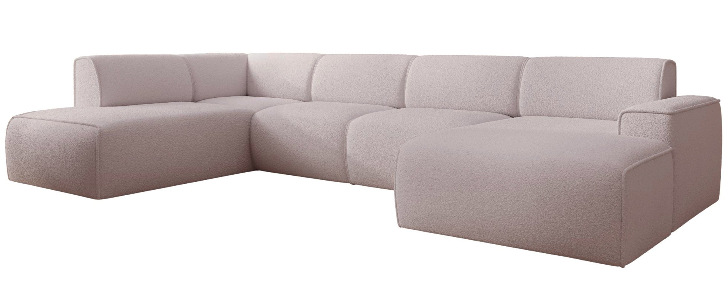 Ecksofa Bouvi U-förmig linksseitig beige Bouclé