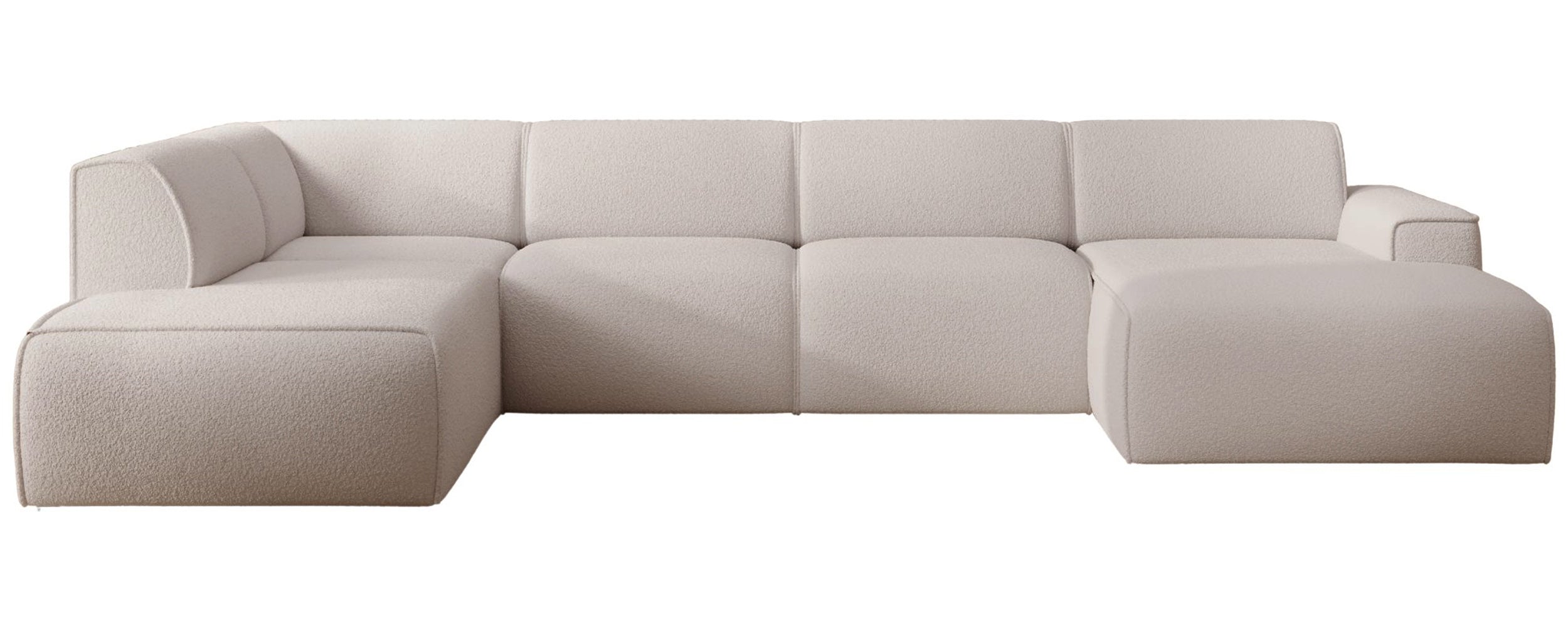 Ecksofa Bouvi U-förmig linksseitig hellbeige Bouclé
