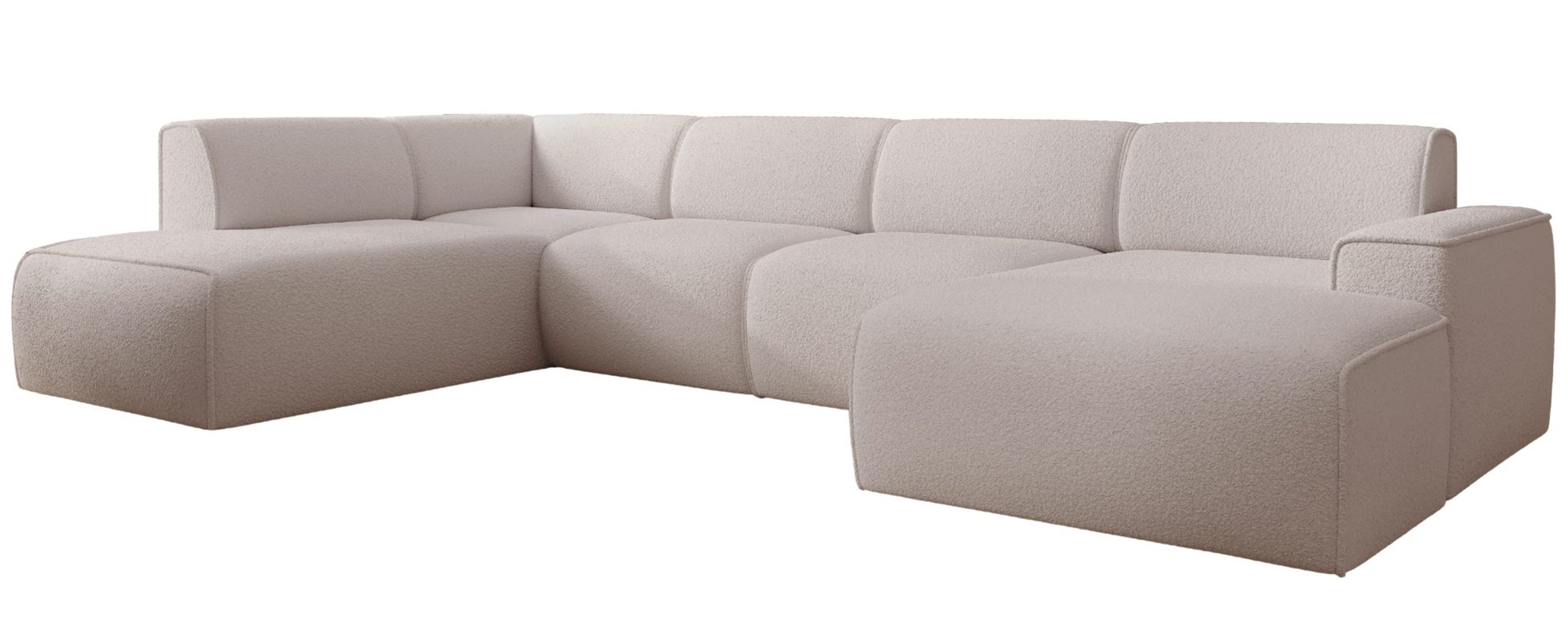 Ecksofa Bouvi U-förmig linksseitig hellbeige Bouclé