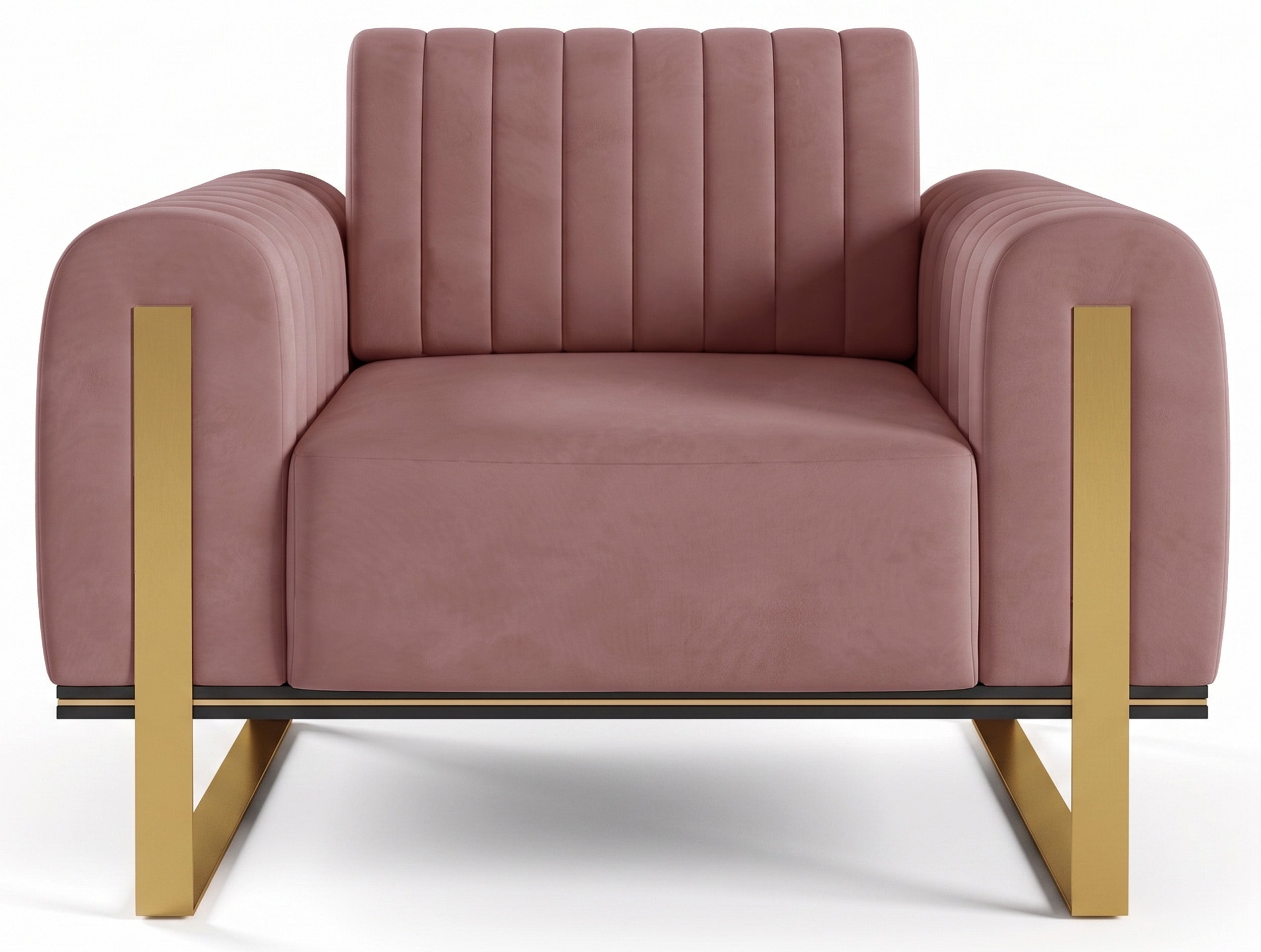 Parissa Schalensitz pinker Samt mit goldenen Beinen