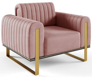 Parissa Schalensitz pinker Samt mit goldenen Beinen