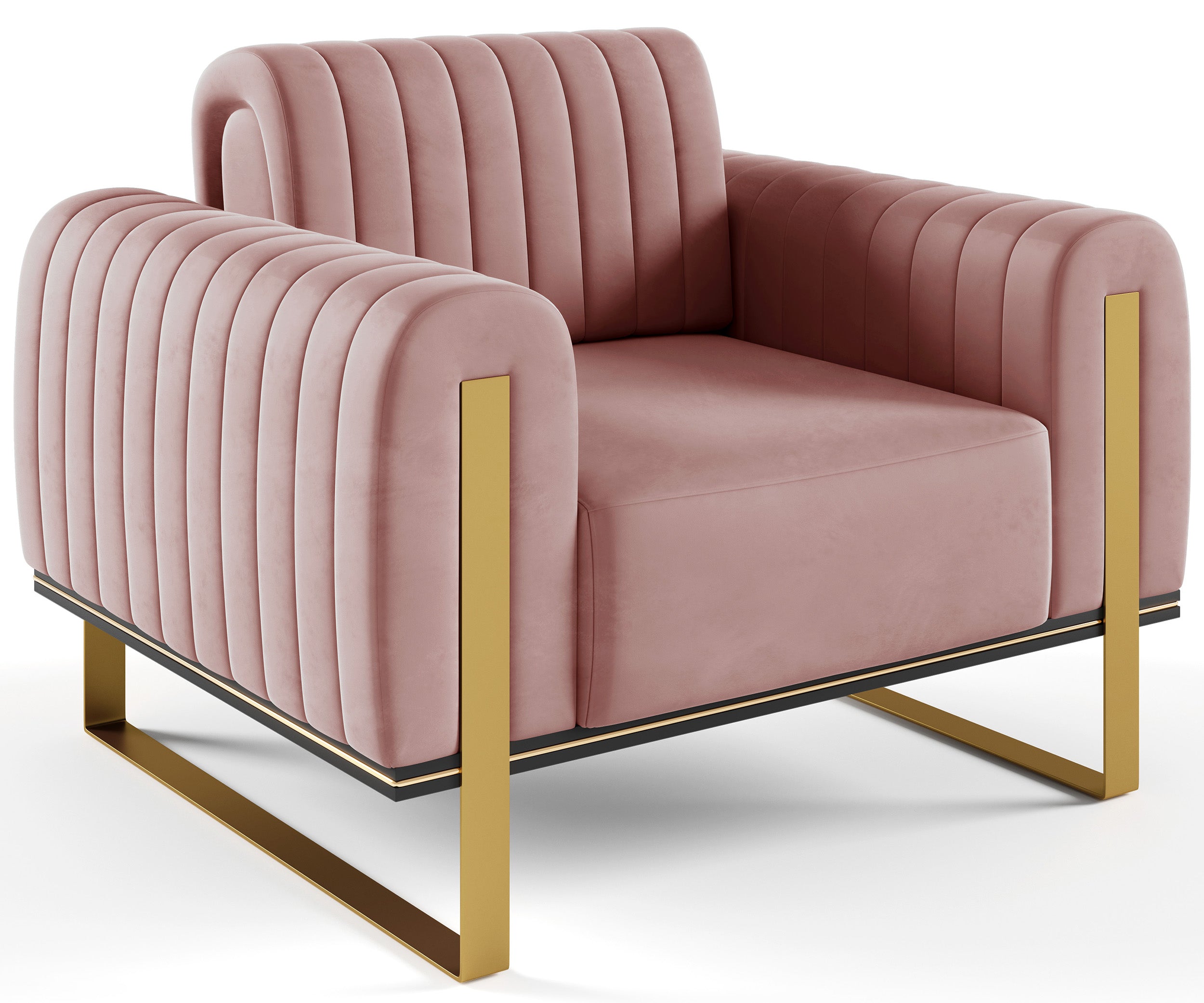 Parissa Schalensitz pinker Samt mit goldenen Beinen