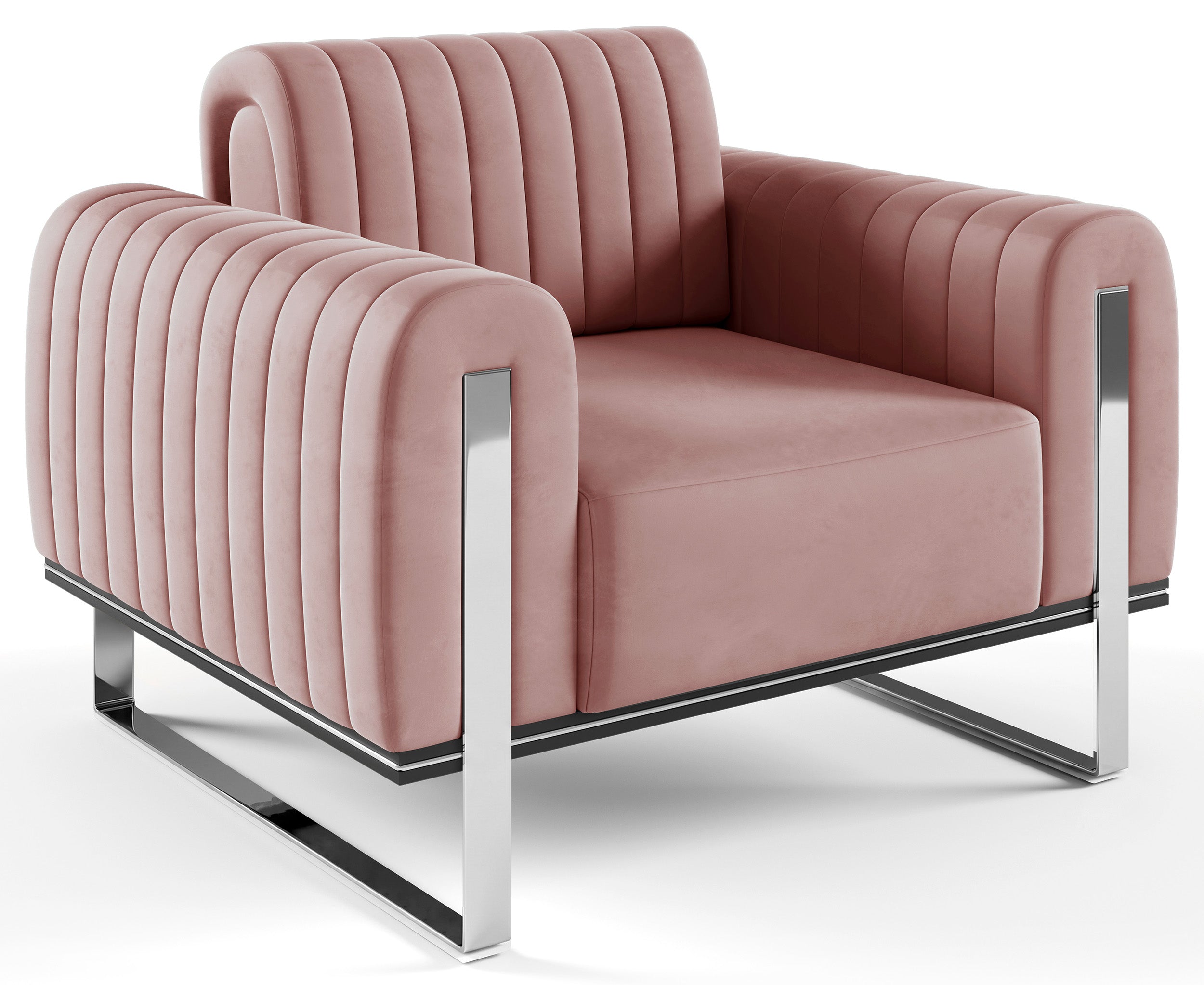 Schalensitz Parissa rosa Samt Chrombeine