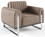 Parissa Schalensitzstuhl Beige Samt Chromfüße