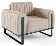 Parissa Schalensitz hellbeige Samt schwarze Beine