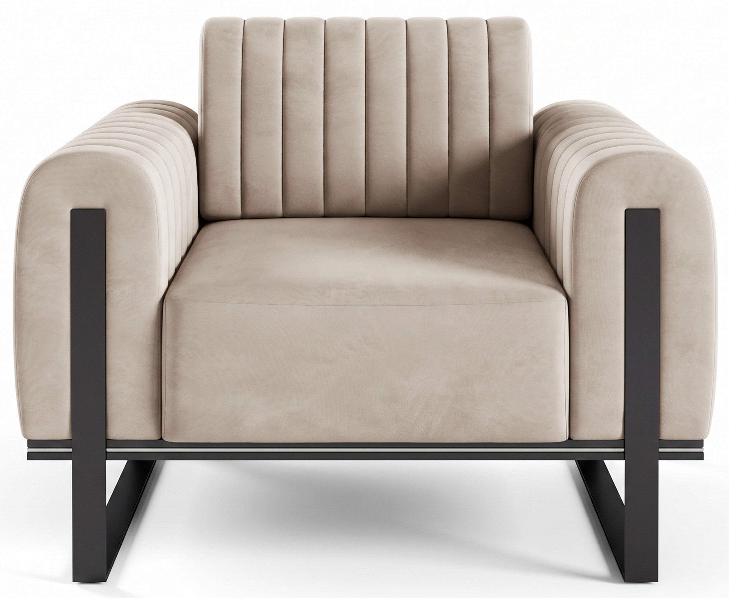 Parissa Schalensitz hellbeige Samt schwarze Beine