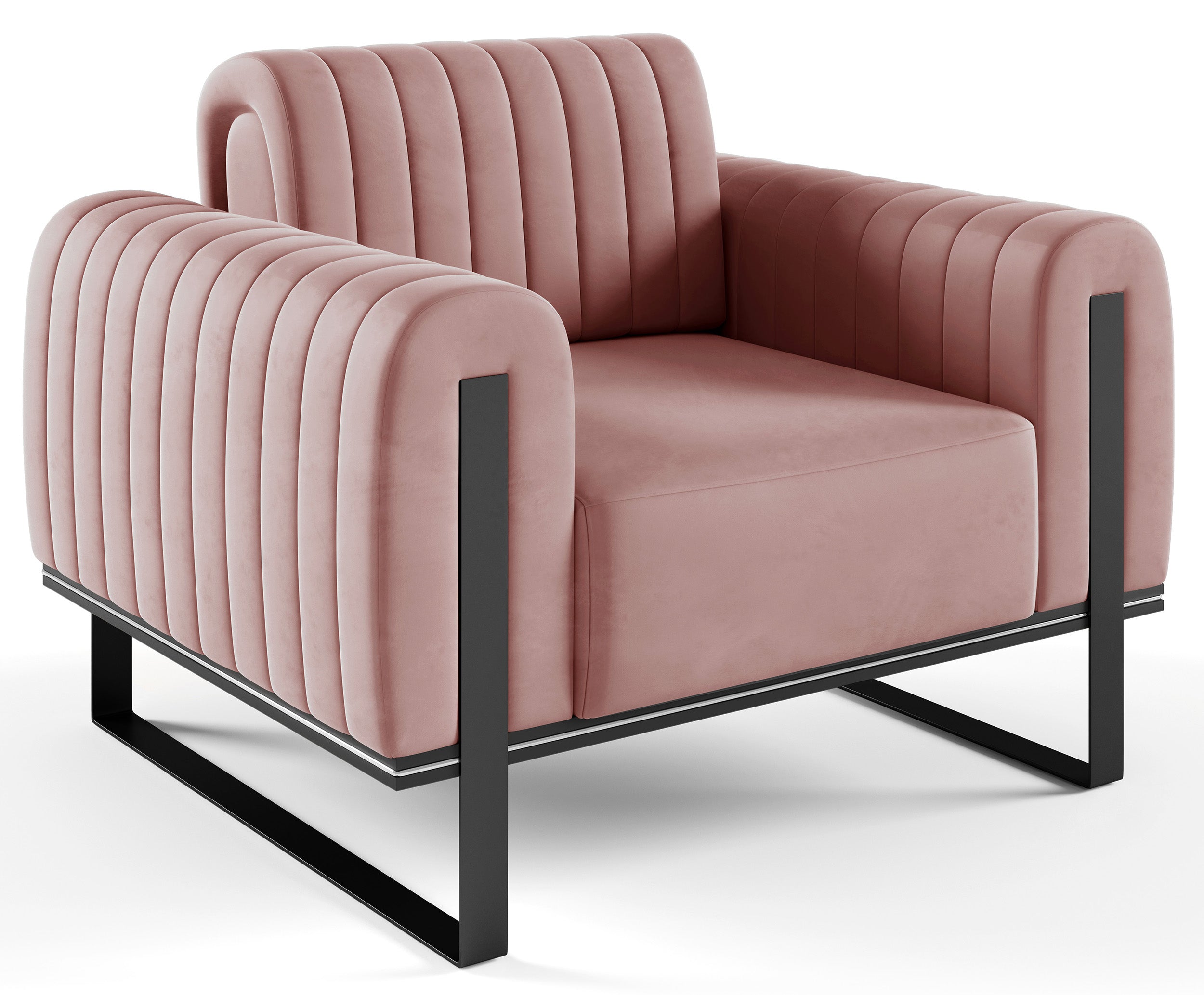 Parissa Schalensitz rosa Samt schwarze Beine