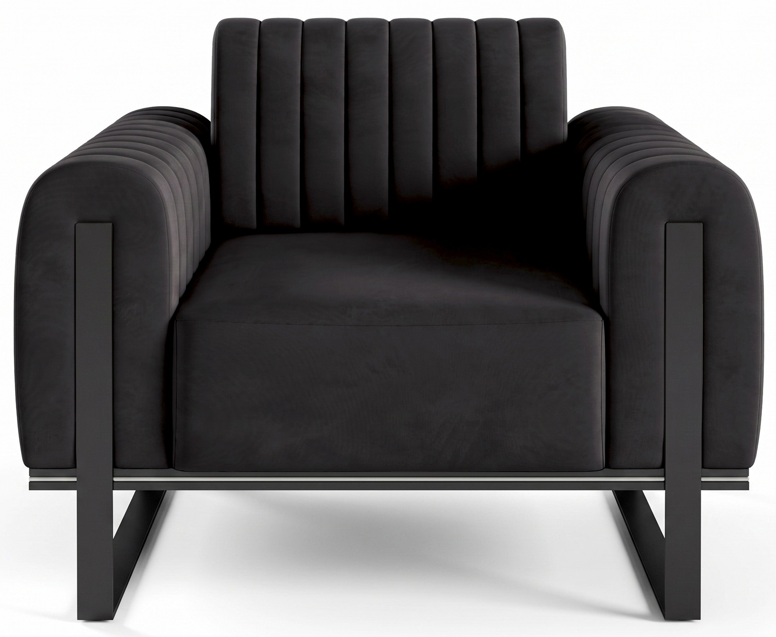Parissa Schalensitzstuhl schwarz Samt schwarze Beine
