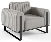Parissa Schalensitz hellgrauer Samt schwarze Beine
