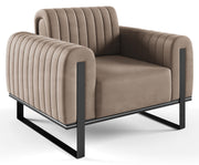 Parissa Schalensitzstuhl beige Velours schwarze Beine