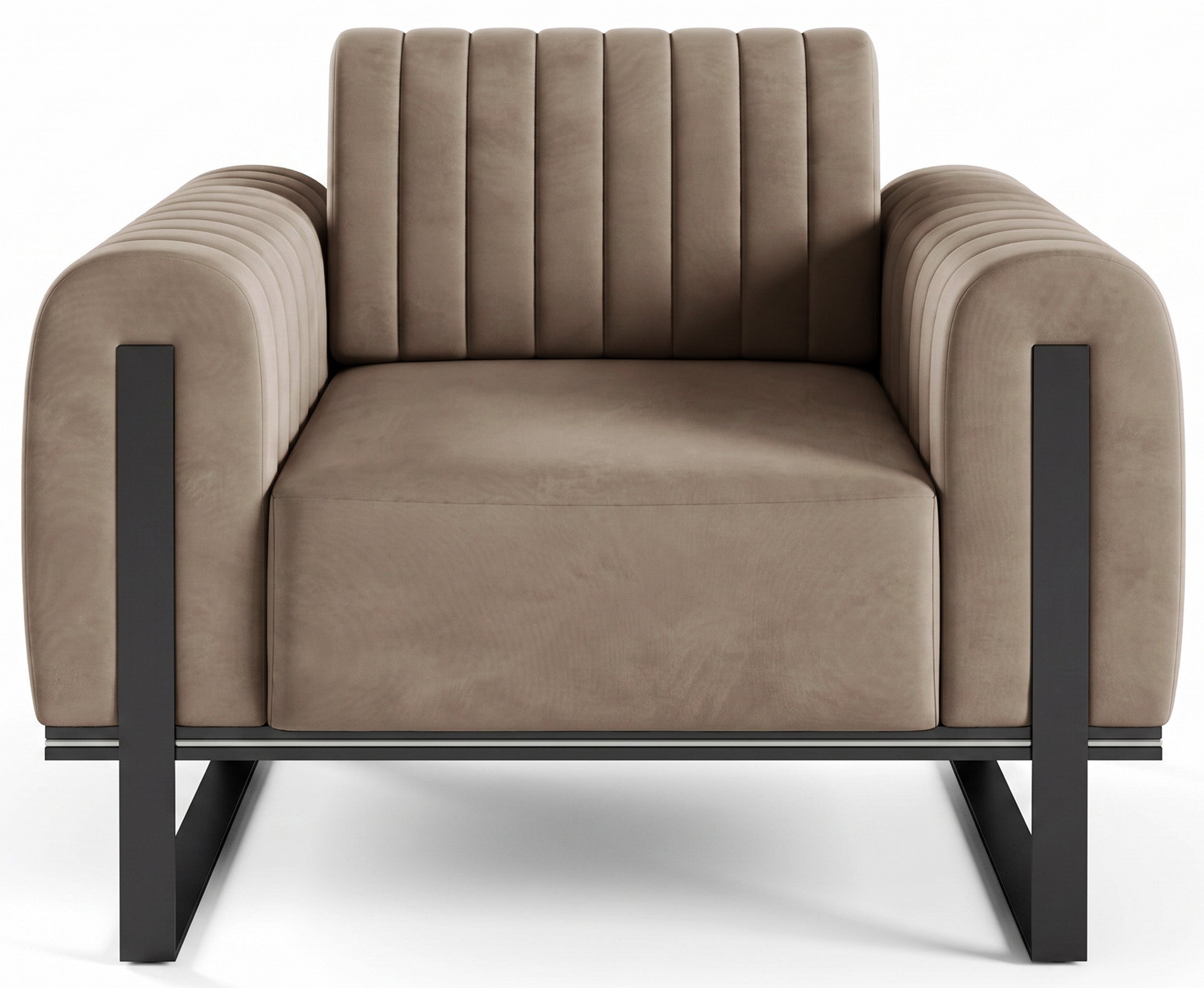 Parissa Schalensitzstuhl beige Velours schwarze Beine