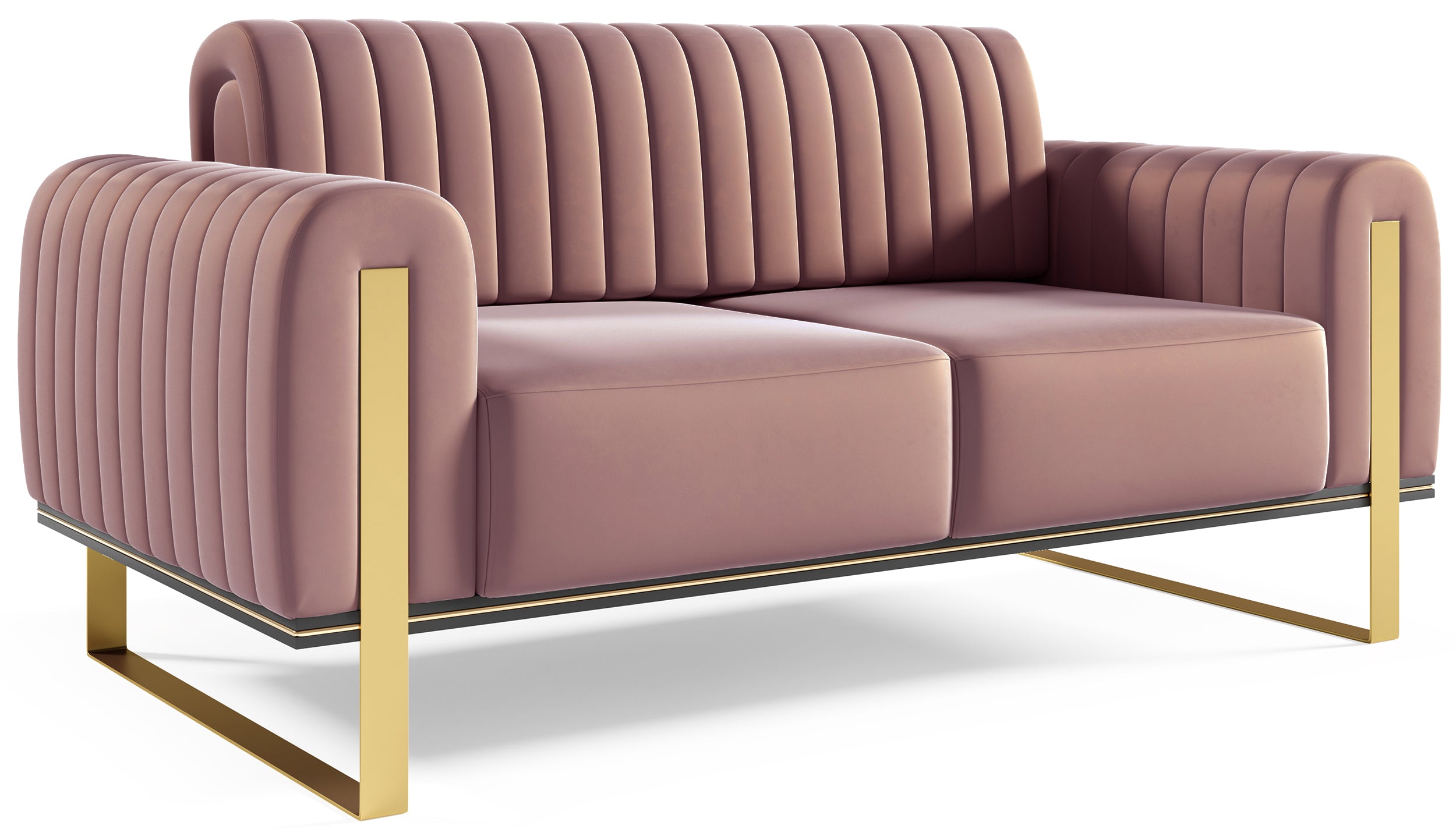 Zweisitziges Sofa Parissa aus rosa Samt
