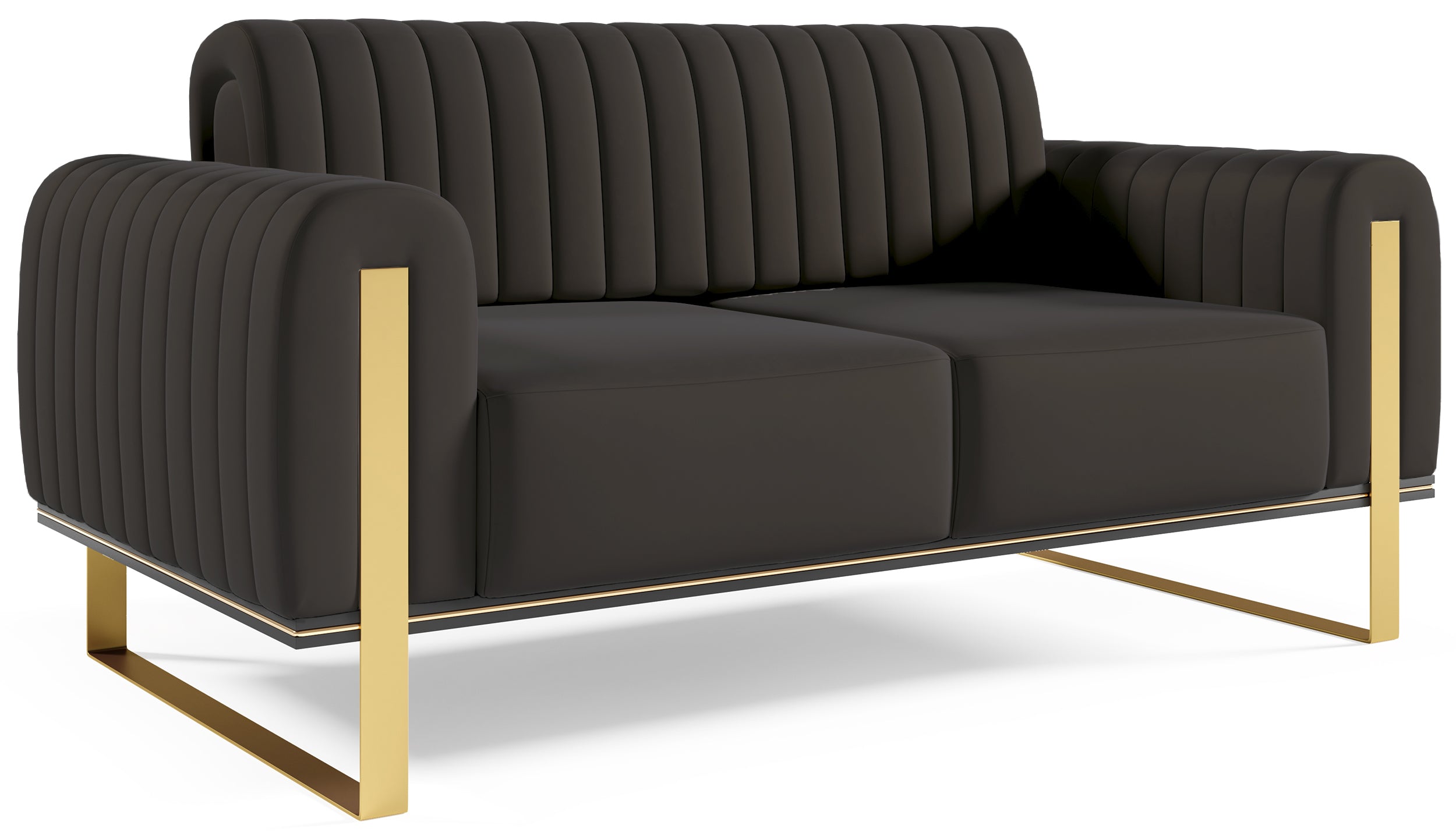 Zweisitziges Sofa Parissa aus dunkelgrauem Samt
