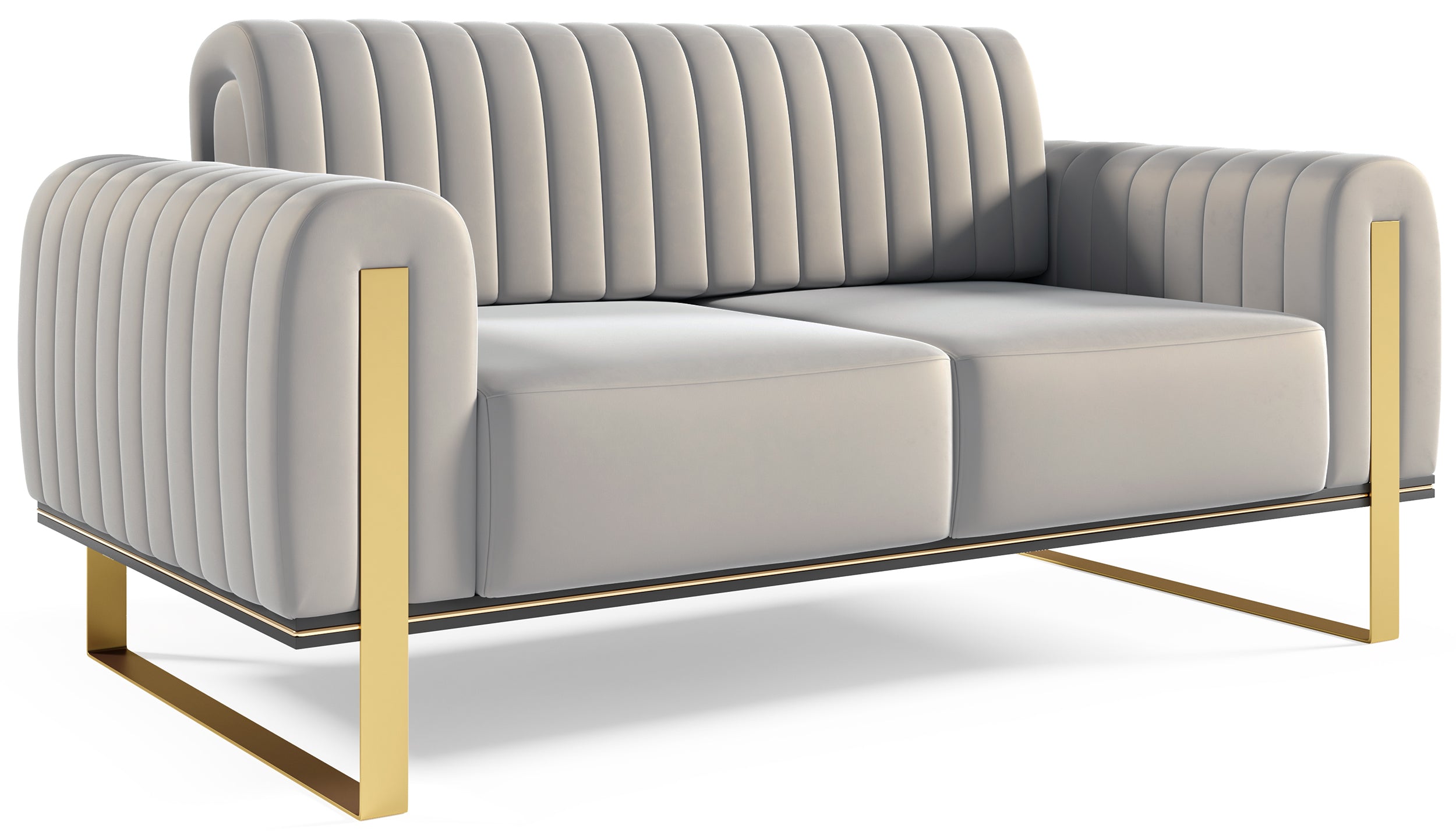 Zweisitziges Sofa Parissa in hellgrauem Samt