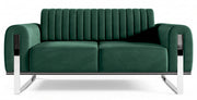 Zweisitziges Sofa Parissa grün Samt Chrombeine