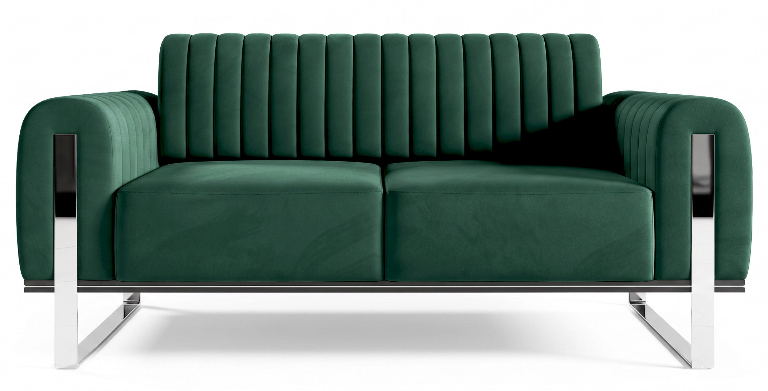 Zweisitziges Sofa Parissa grün Samt Chrombeine
