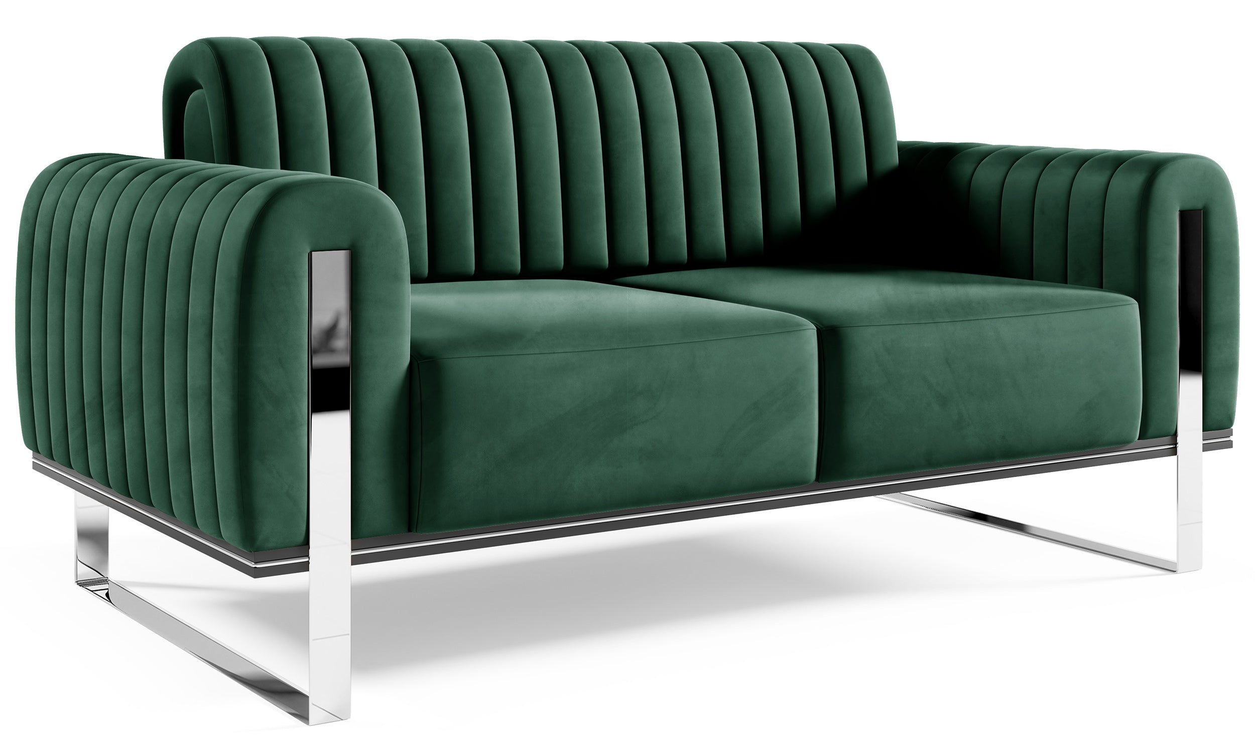 Zweisitziges Sofa Parissa grün Samt Chrombeine