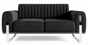 Zweisitziges Sofa Parissa, schwarzer Samt, Chrombeine