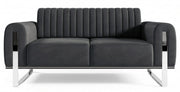 Zweisitziges Sofa Parissa, dunkelgrauer Samt, verchromte Beine